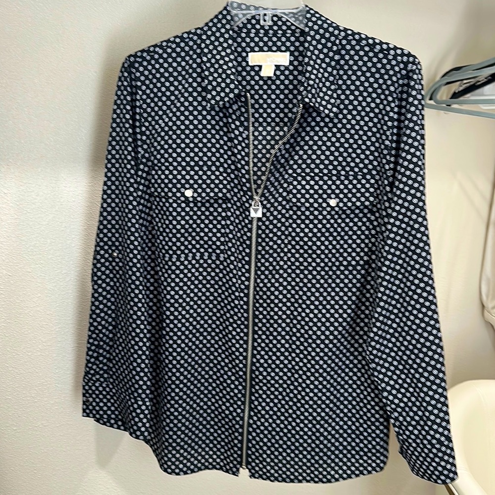 Michael Michael Kors Zip Front Black and White Blouse size 2X